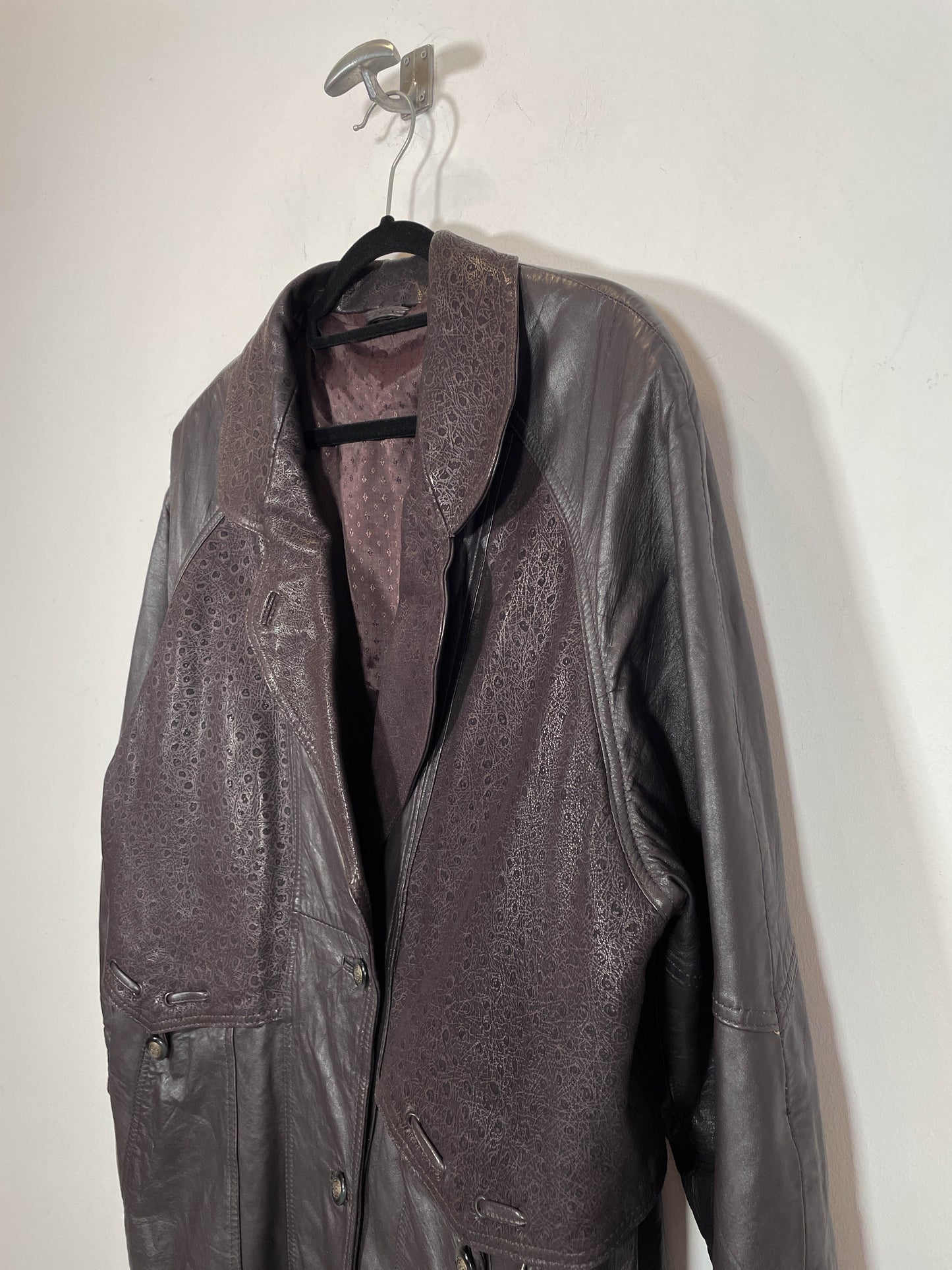 Abrigo de cuero Canda - Talla M/L - Caramelo Vintage