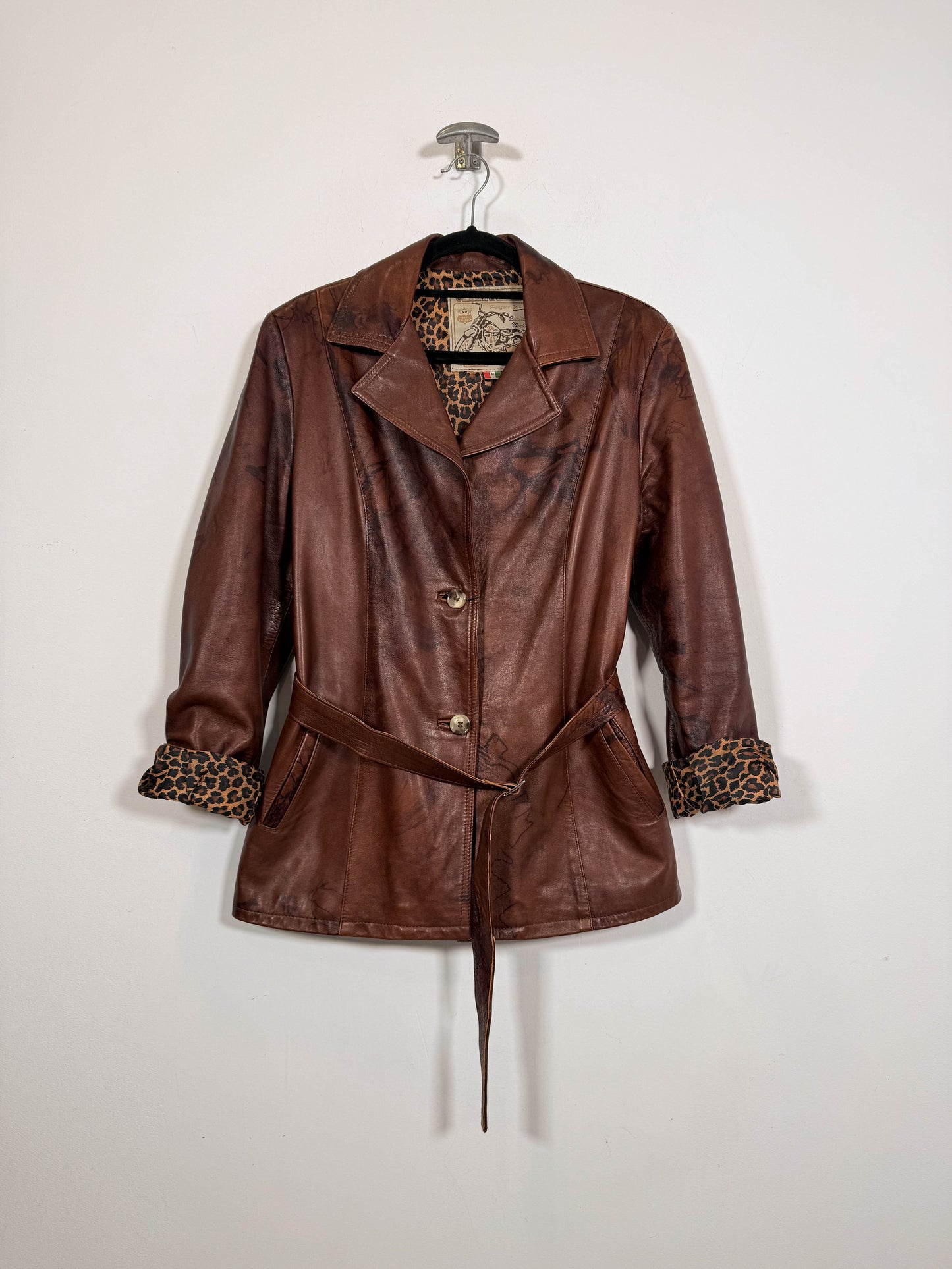 Abrigo de cuero Leopardo - Talla M