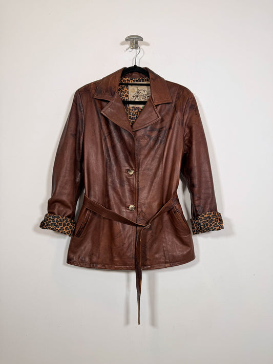 Abrigo de cuero Leopardo - Talla M