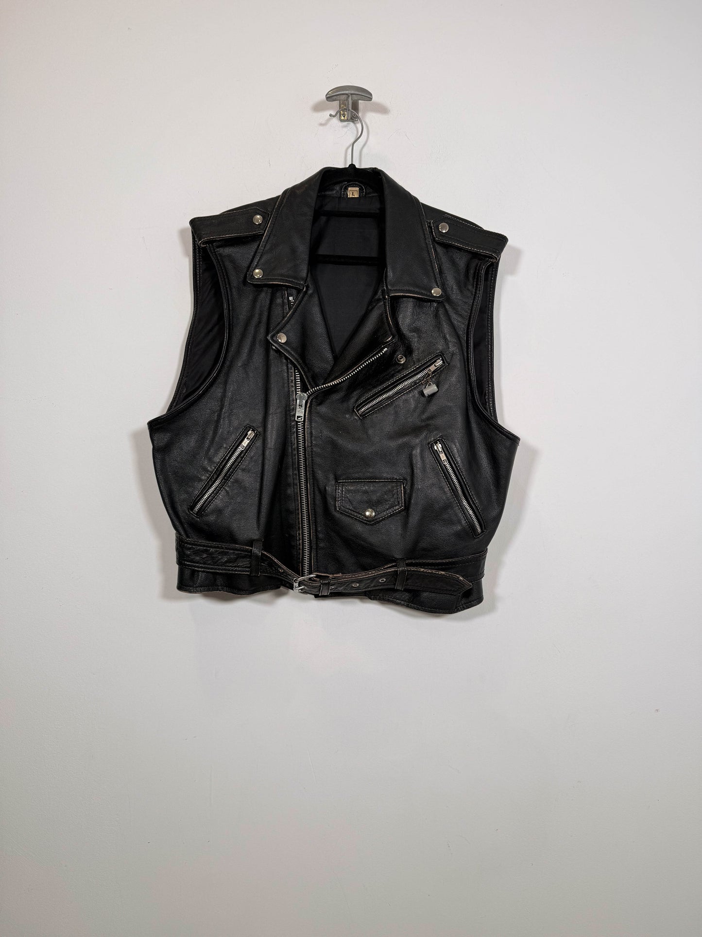 Chaleco de cuero tipo perfecto - Talla L