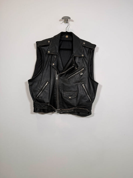 Chaleco de cuero tipo perfecto - Talla L