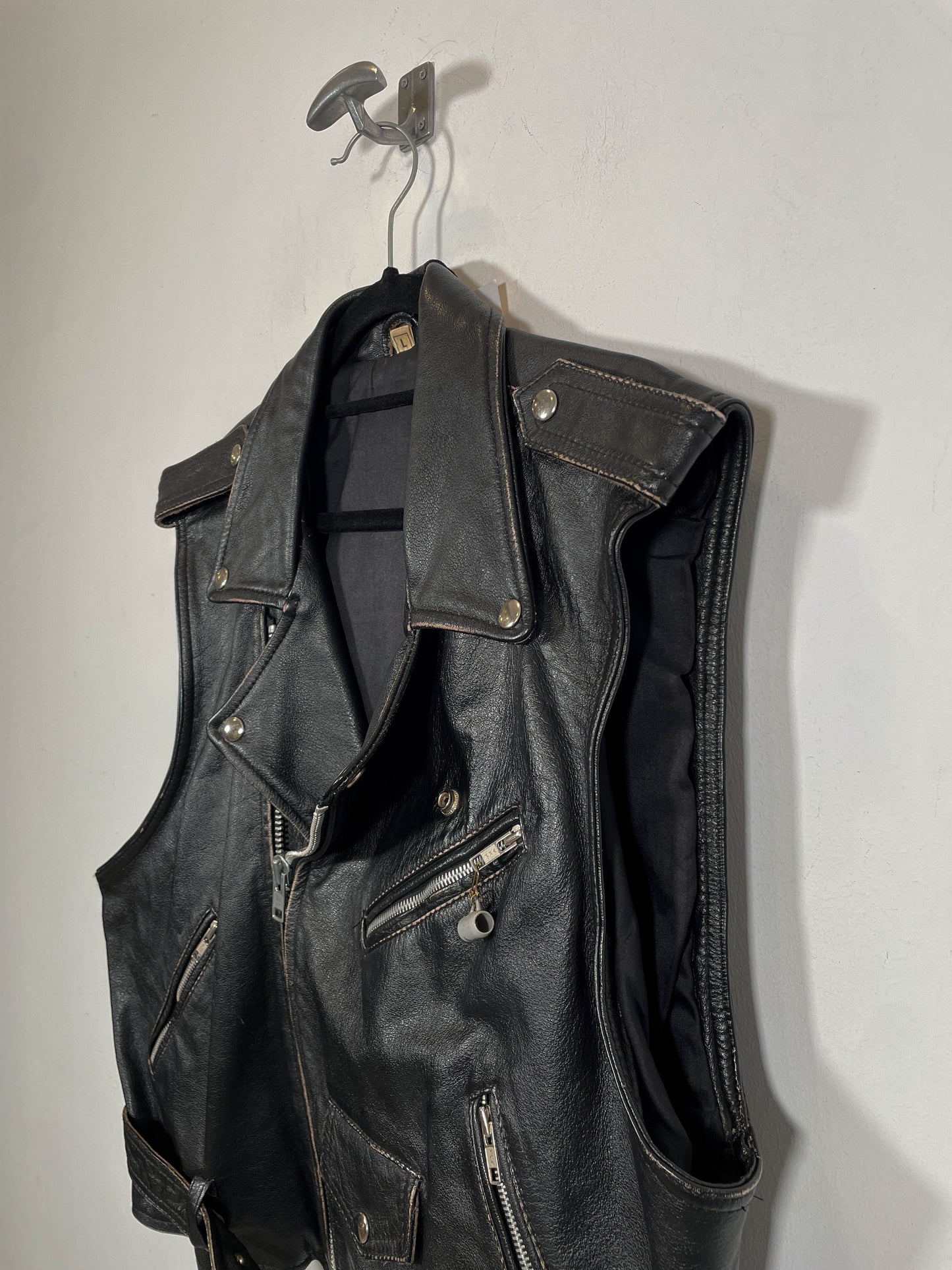 Chaleco de cuero tipo perfecto - Talla L