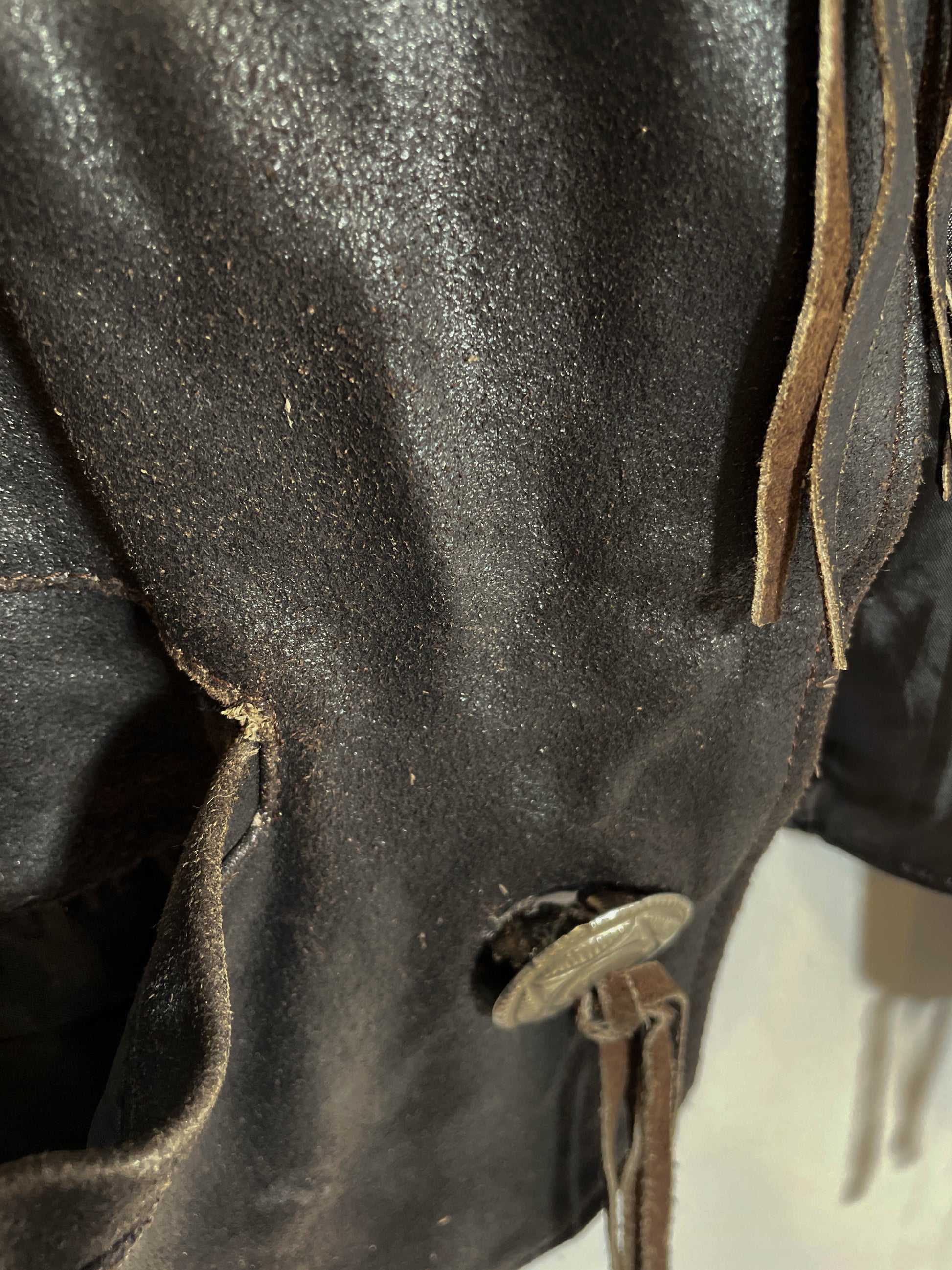 Chaleco de cuero Running Bear - Talla XXL - Caramelo Vintage