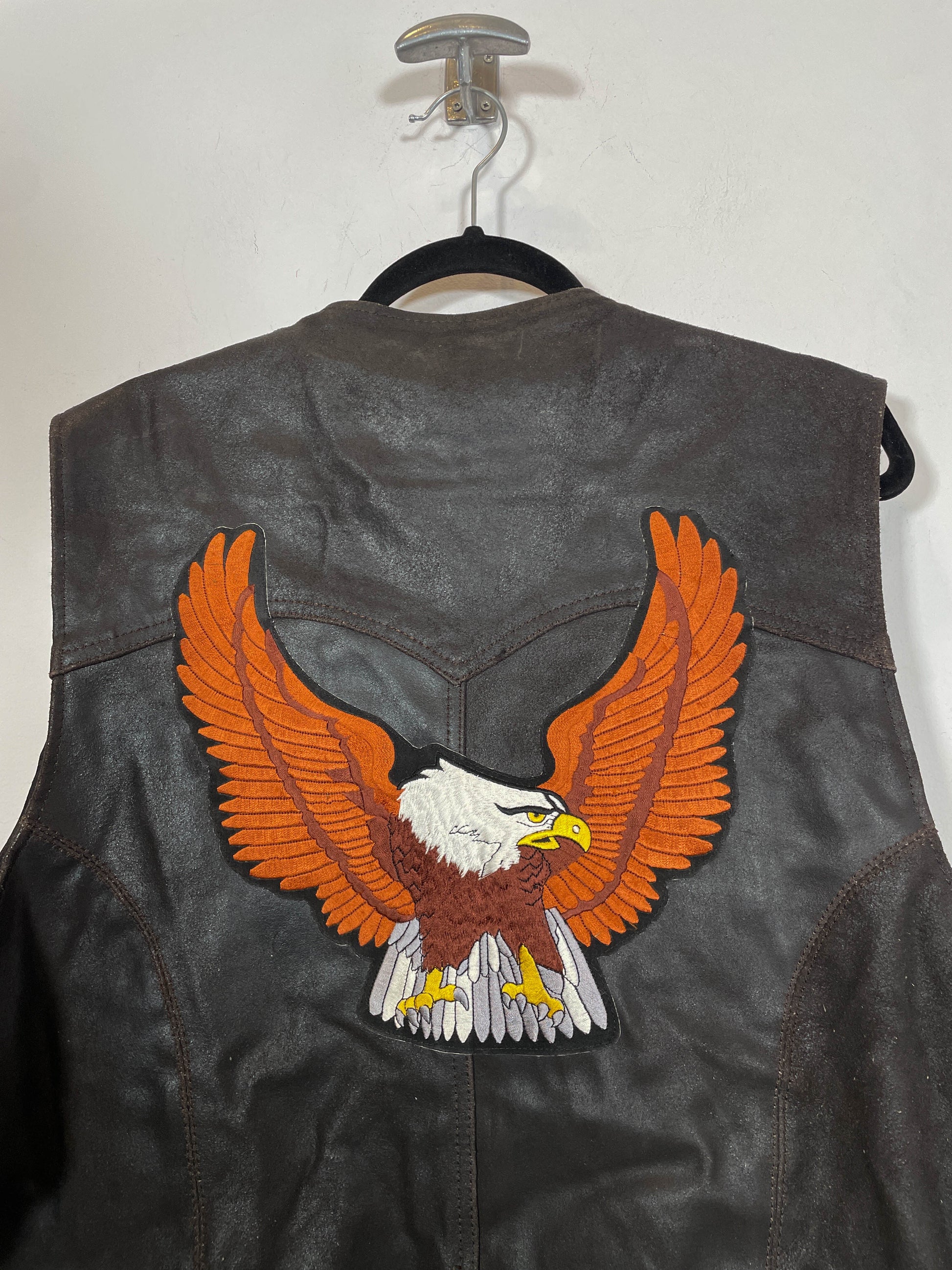 Chaleco de cuero Running Bear - Talla XXL - Caramelo Vintage