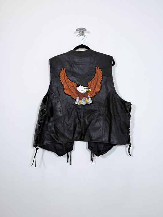 Chaleco de cuero Running Bear - Talla XXL - Caramelo Vintage