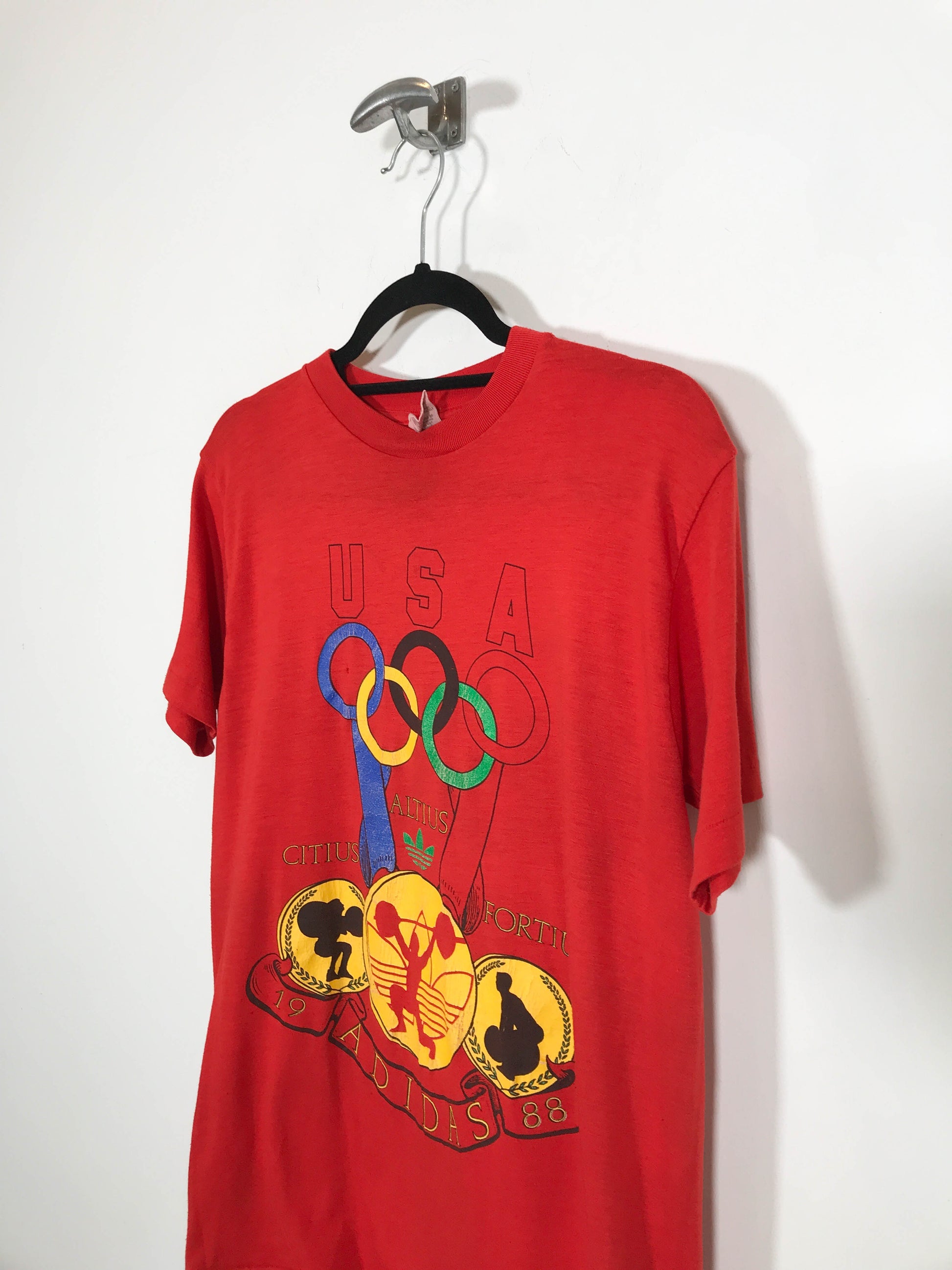 Camiseta Adidas JJOO USA 1988 - Talla M - Caramelo Vintage