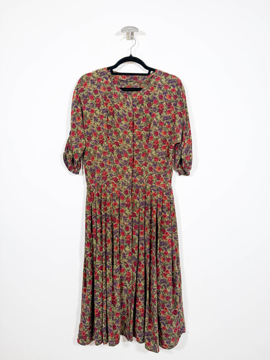 Vestido Rosas - Talla M - Caramelo Vintage