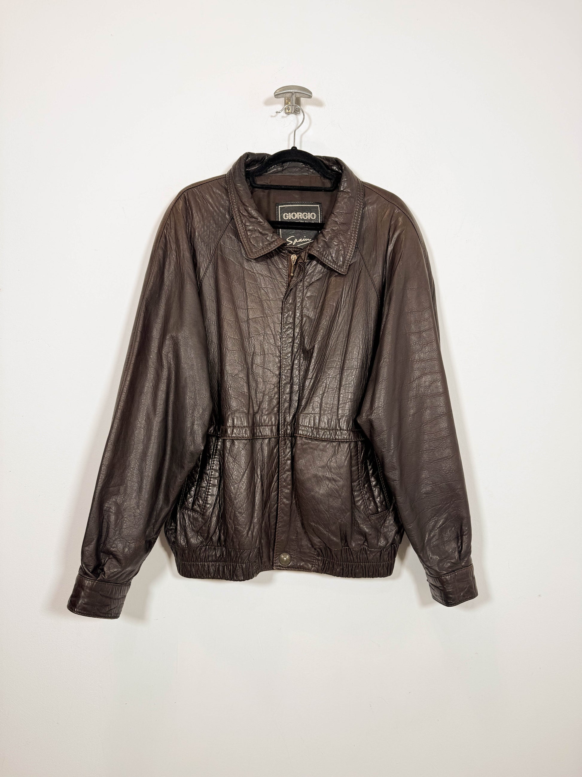 Bomber de cuero Giorgio - Talla L/XL - Caramelo Vintage