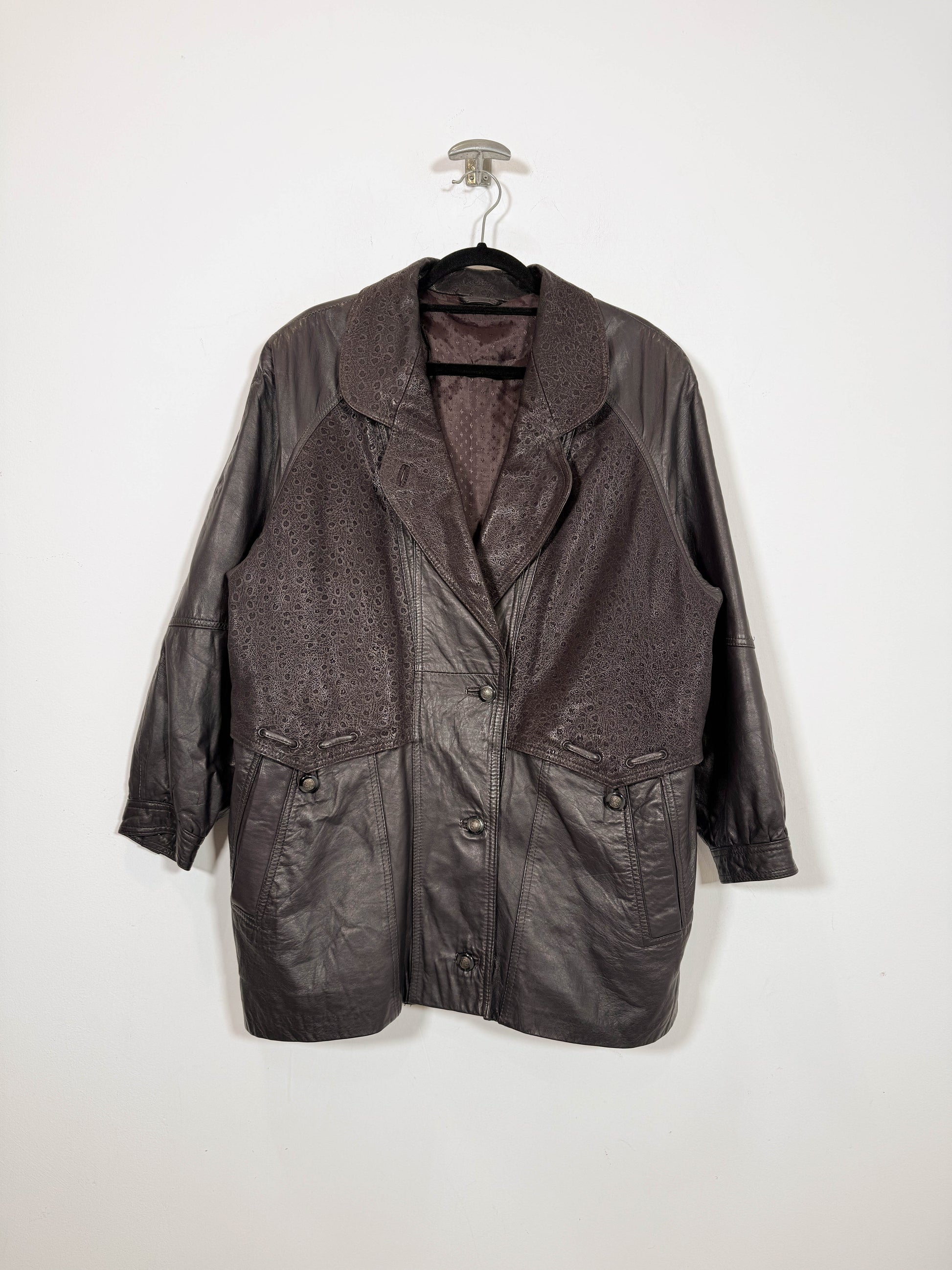 Abrigo de cuero Canda - Talla M/L - Caramelo Vintage