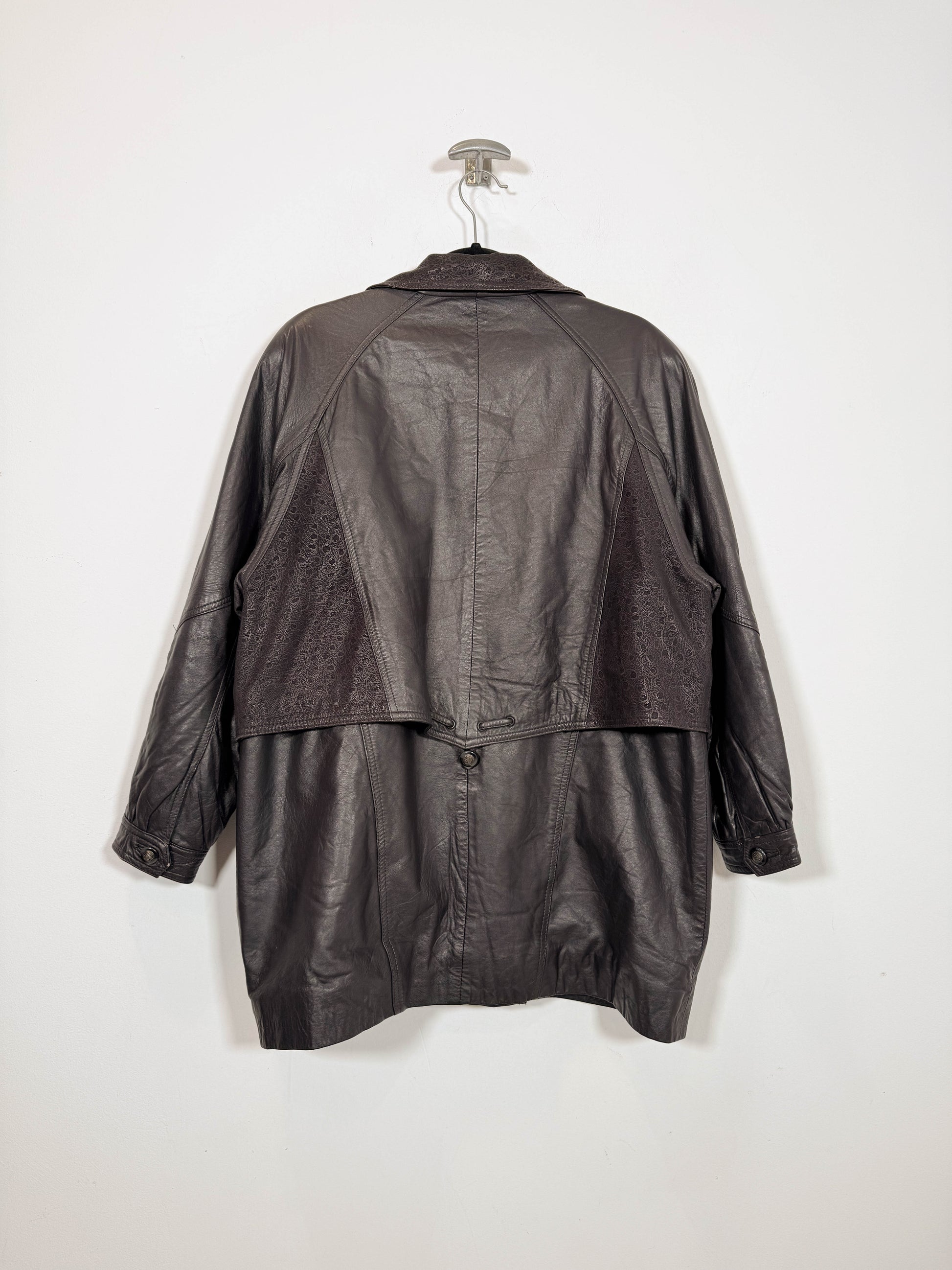 Abrigo de cuero Canda - Talla M/L - Caramelo Vintage