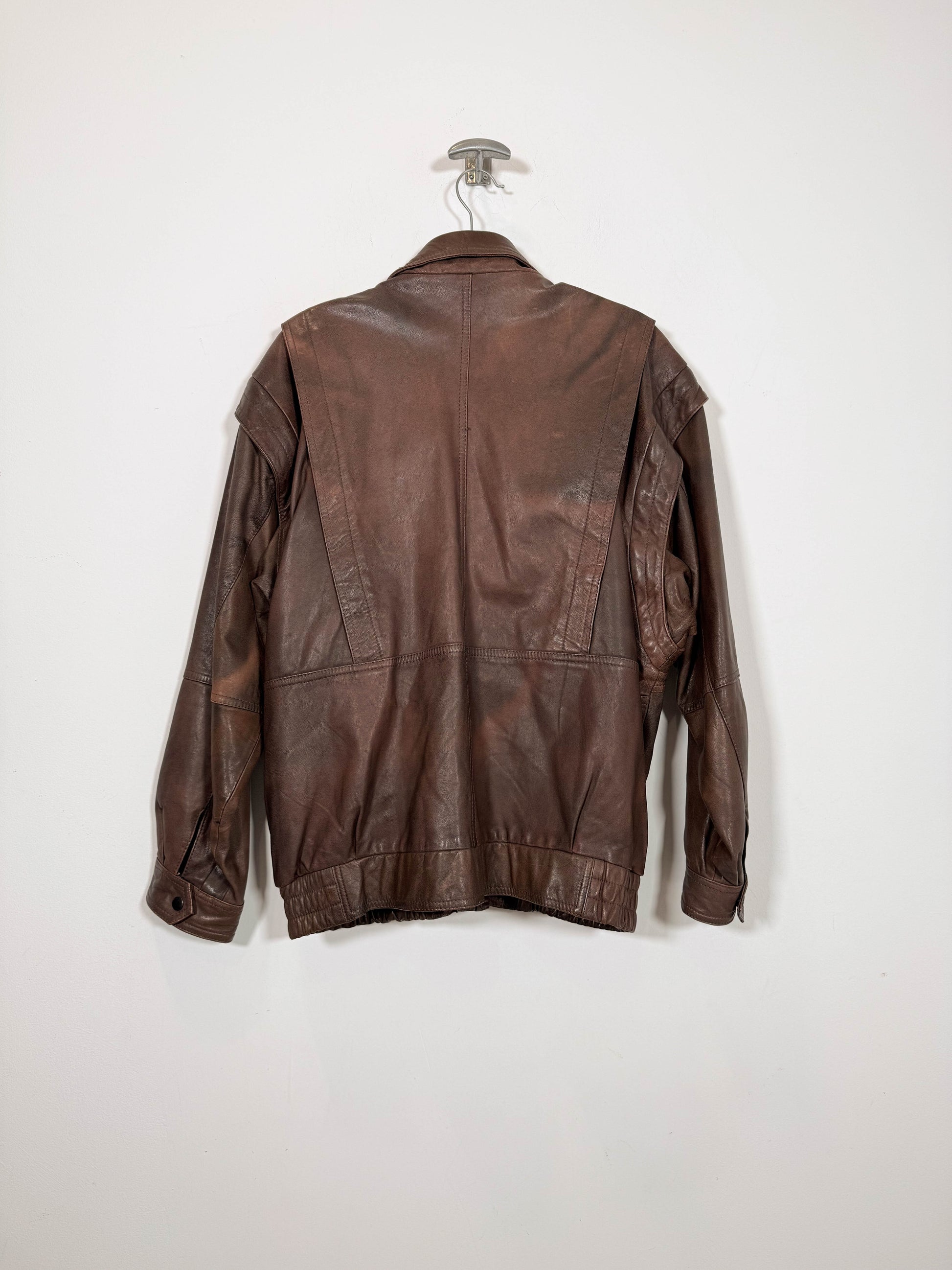 Bomber de cuero Beachy 2x1 - Talla L - Caramelo Vintage