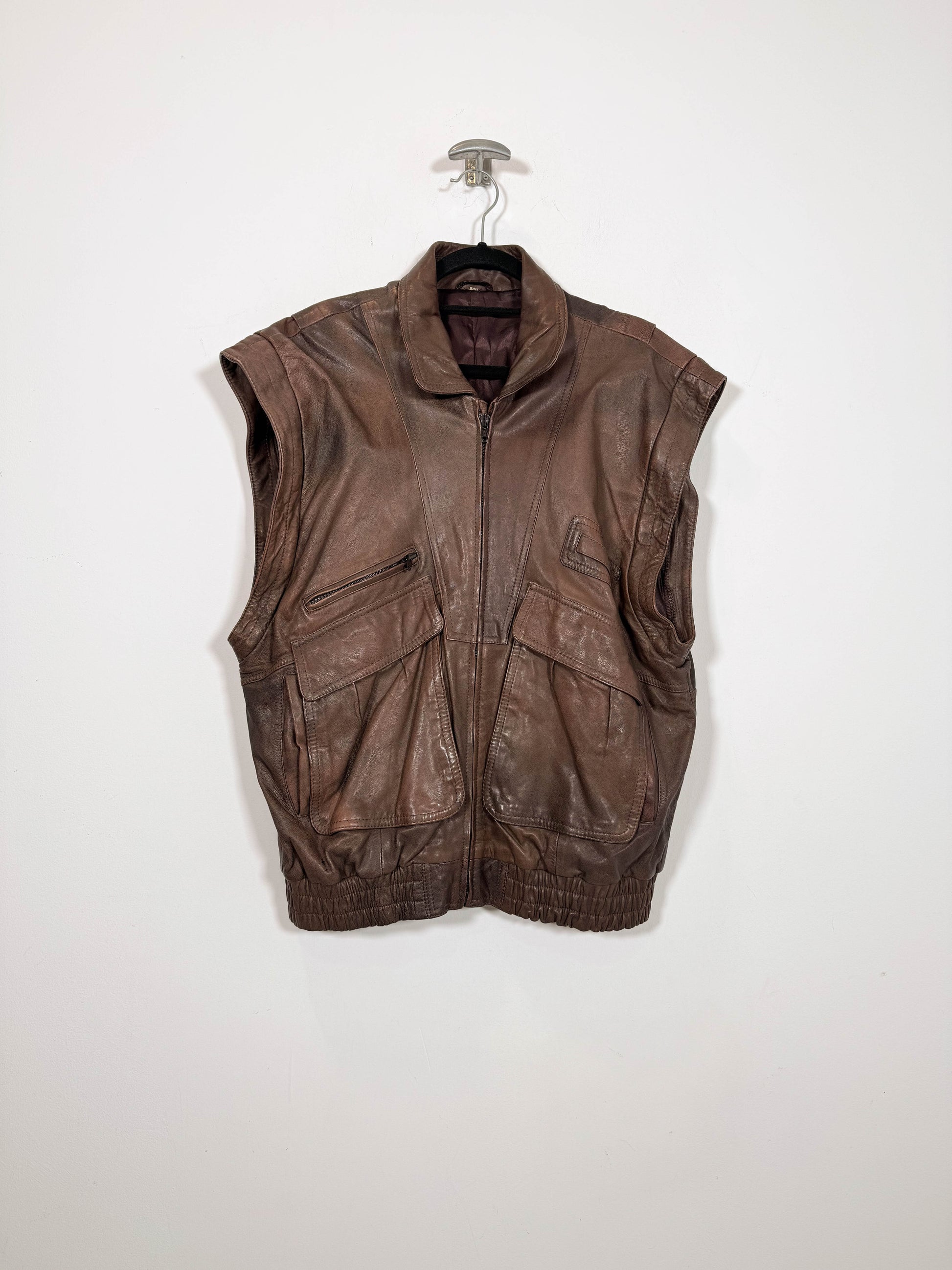 Bomber de cuero Beachy 2x1 - Talla L - Caramelo Vintage