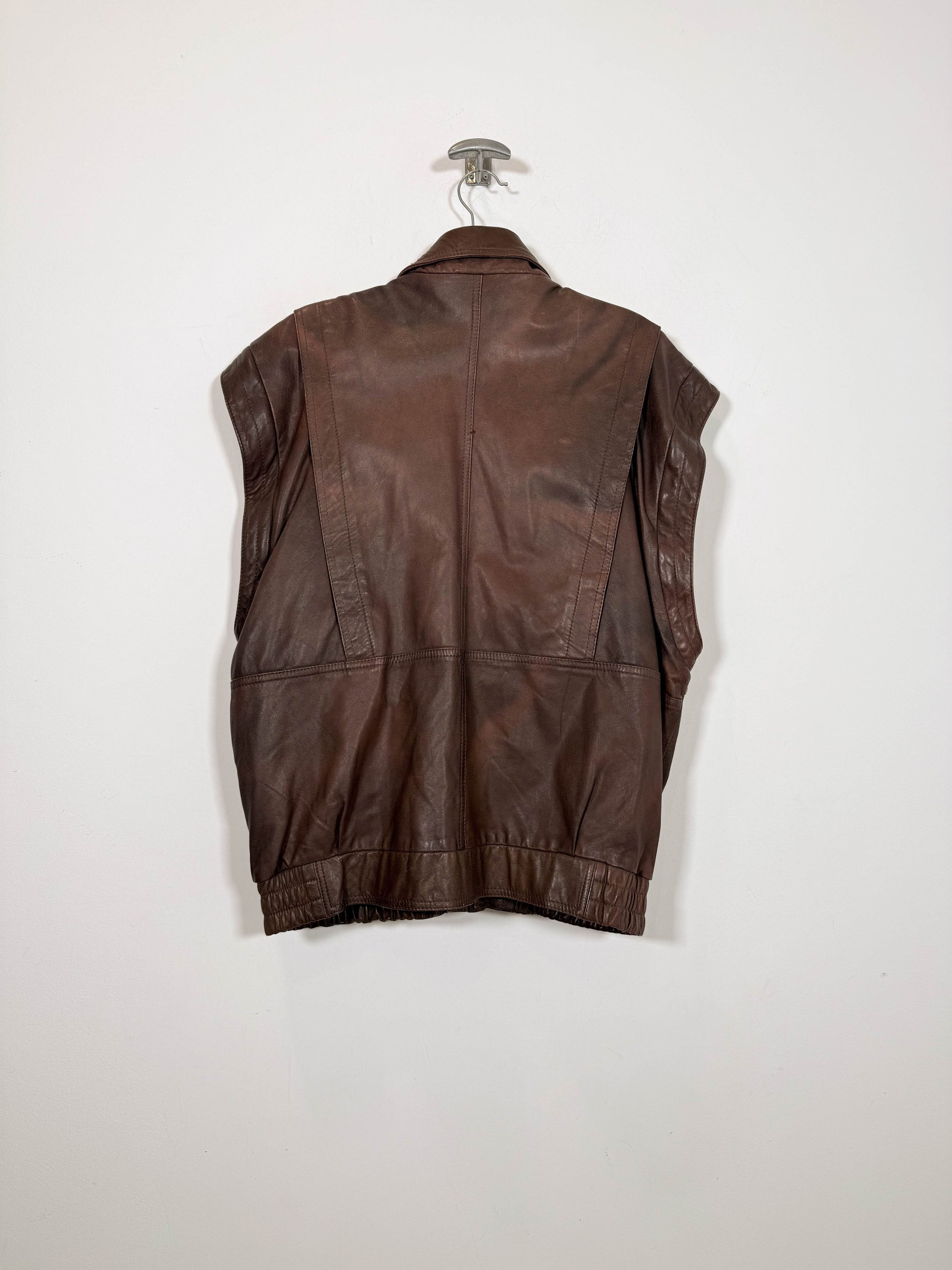 Bomber de cuero Beachy 2x1 - Talla L - Caramelo Vintage