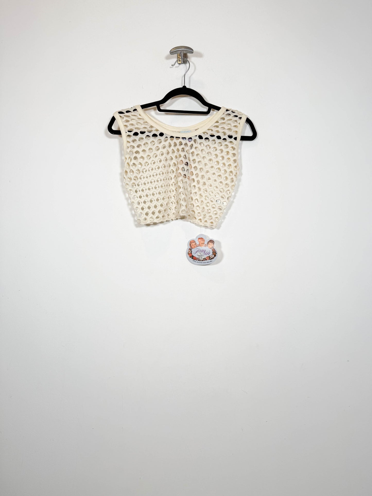 Camiseta crop de rejilla Jam DS - Talla S - Caramelo Vintage