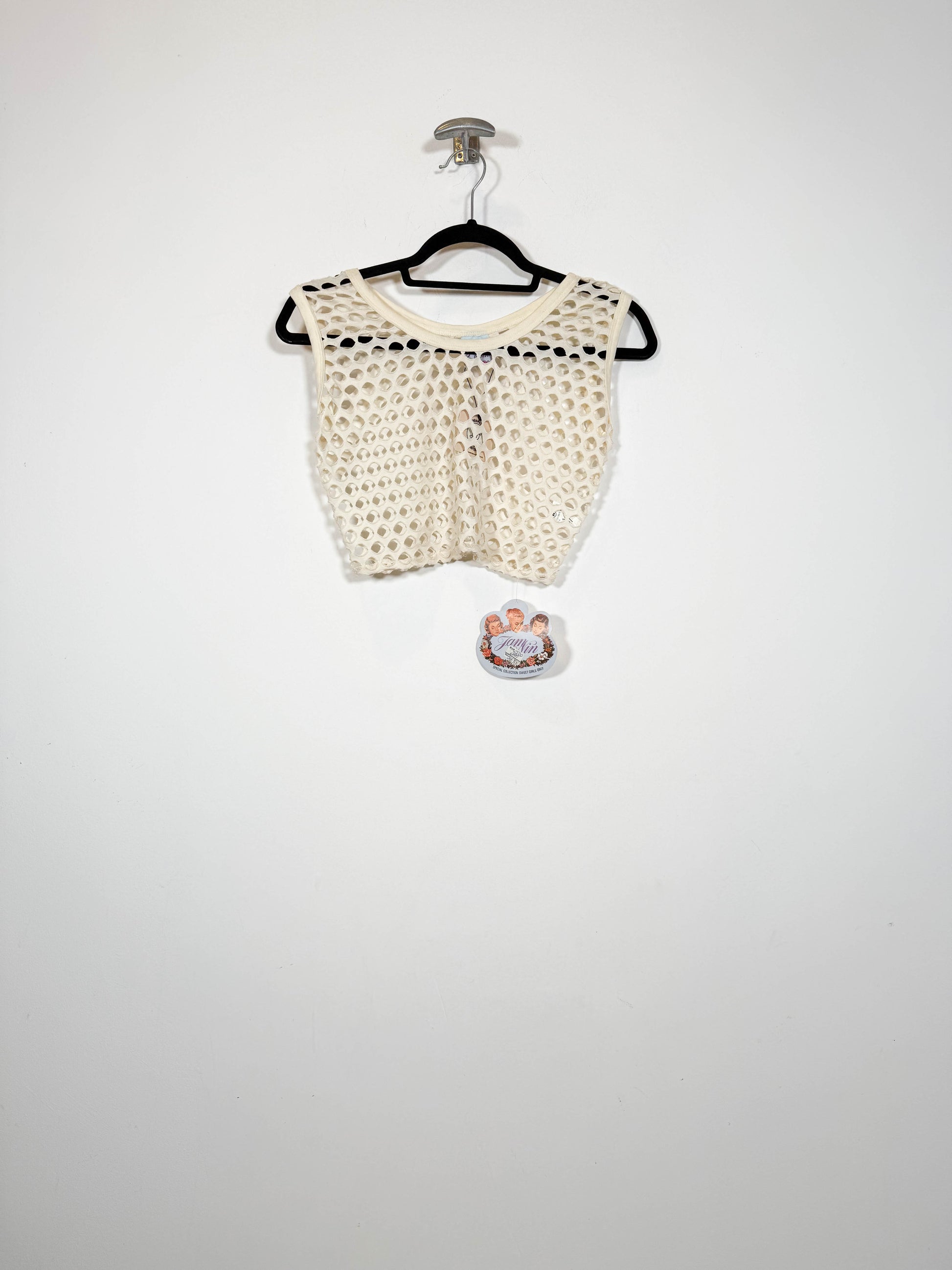 Camiseta crop de rejilla Jam DS - Talla S - Caramelo Vintage