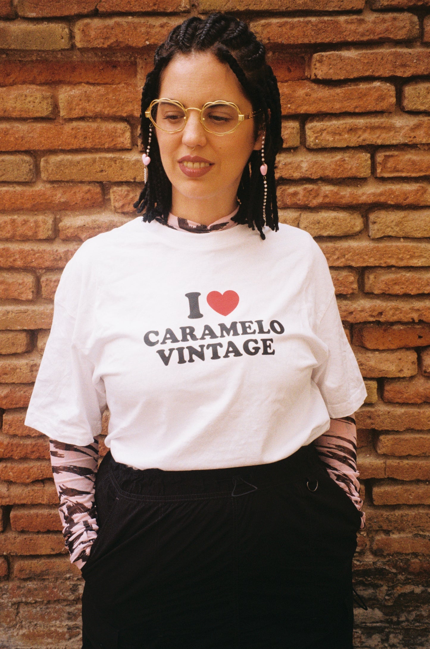 Camiseta I❤️Caramelo Vintage Modelo Oversize - Talla M
