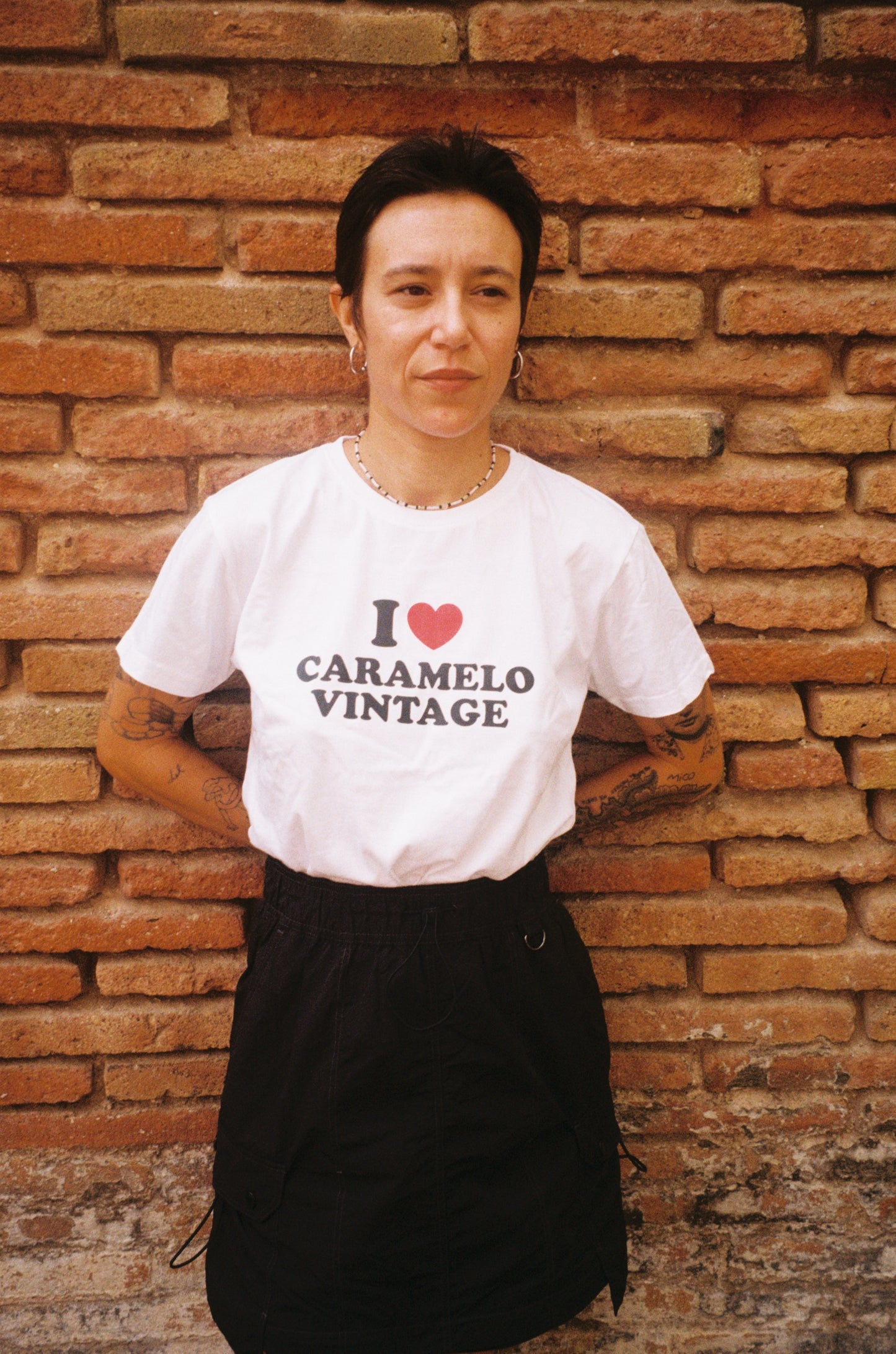 Camiseta I❤️Caramelo Vintage Modelo Fitted
